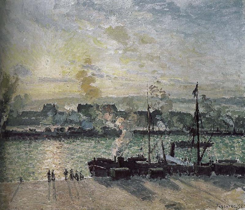 Camille Pissarro sunset port oil painting picture